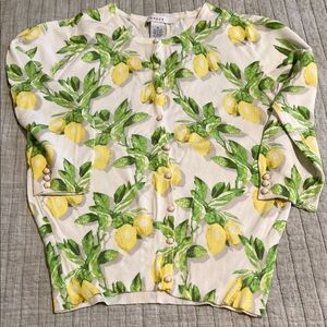 🔥🔥🔥Grace White and Green Lemons print Knitwear